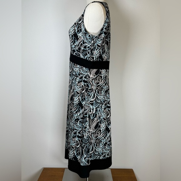 Ann Taylor LOFT Sleeveless Sheath Dress Abstract Blue Black Women’s Size 6 - Picture 3 of 9